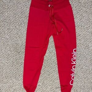 Calvin Klein Women’s Red Jogger Style Cozy Sweatpants